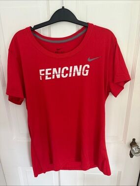 Nike Women's Red 'Fencing' Short Sleeve Dri-FIT Tee